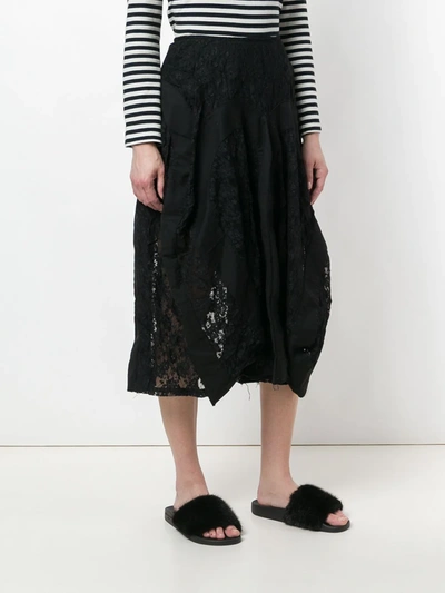 Pre-owned Junya Watanabe Draped Lace Skirt In Black