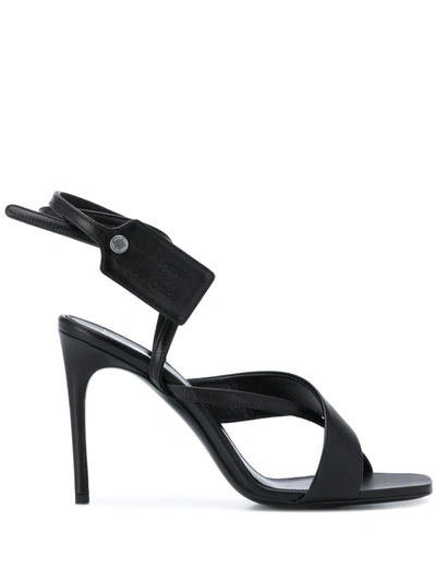 Shop Off-white Zip Tie Ankle-strap Sandals In Black