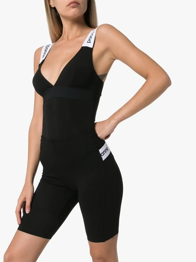 Shop Rabanne Logo Strap One-piece Swimsuit In Black