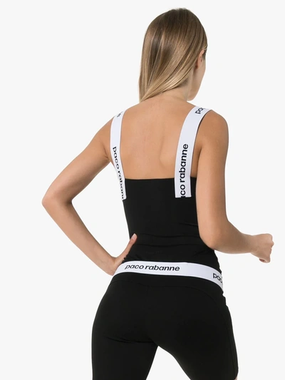 Shop Rabanne Logo Strap One-piece Swimsuit In Black