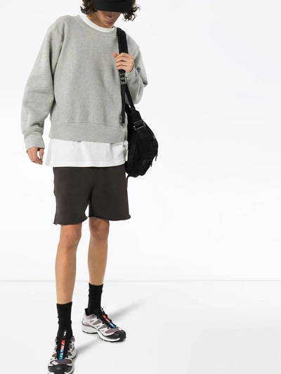 Les Tien Grey Ragged Hem Drawstring Shorts In Grey