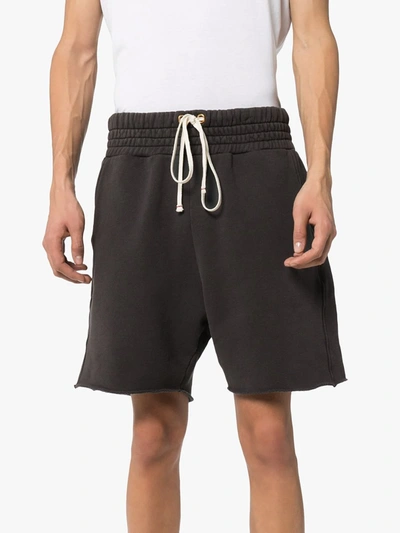 Les Tien Grey Ragged Hem Drawstring Shorts In Grey