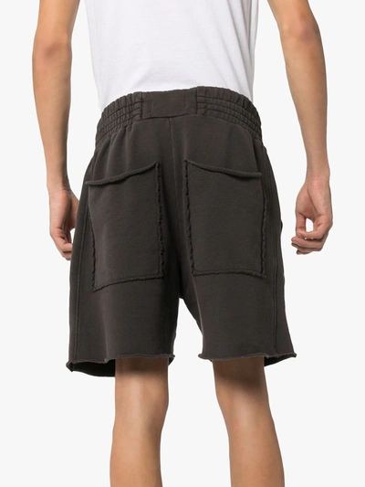 Les Tien Grey Ragged Hem Drawstring Shorts In Grey