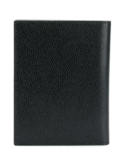 Shop Thom Browne Diagonal Intarsia Stripe Passport Holder In Pebble Grain Leather In Black