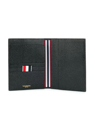 Shop Thom Browne Diagonal Intarsia Stripe Passport Holder In Pebble Grain Leather In Black