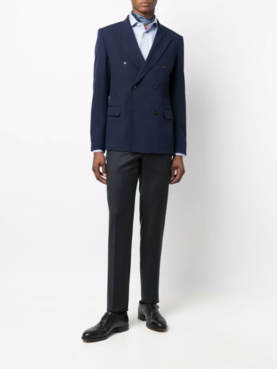 Shop Canali Slim-cut Tailored Chinos In Grau