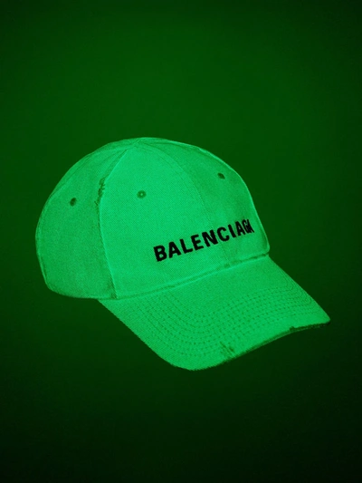 Shop Balenciaga Glow-in-the-dark Baseball Cap In White