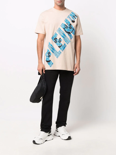 Shop Philipp Plein Graffiti-print Round Neck T-shirt In Neutrals