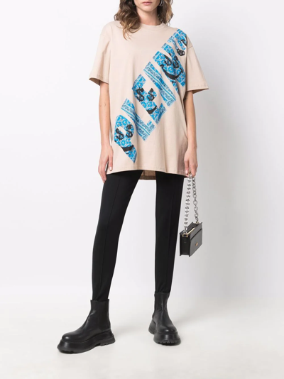 Philipp Plein Graffiti-print Round Neck T-shirt In Neutrals