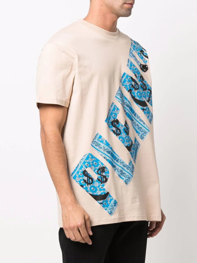 Shop Philipp Plein Graffiti-print Round Neck T-shirt In Neutrals