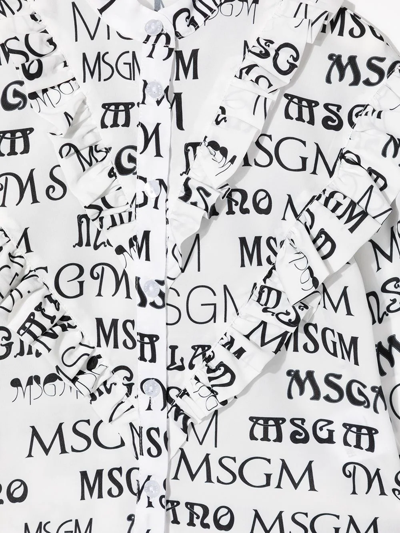 Msgm Teen Logo-print Ruffled Shirt In White