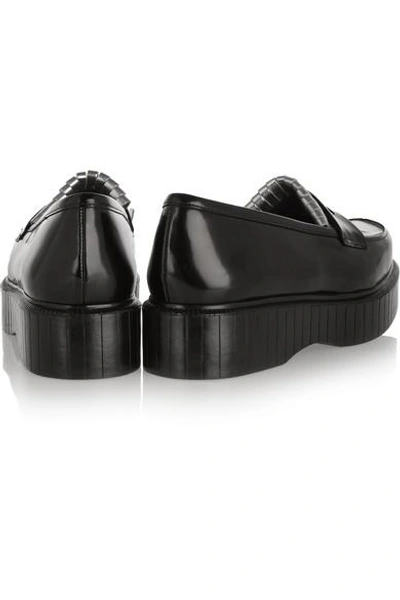 Shop Robert Clergerie Pastek Metallic Glossed-leather Platform Loafers