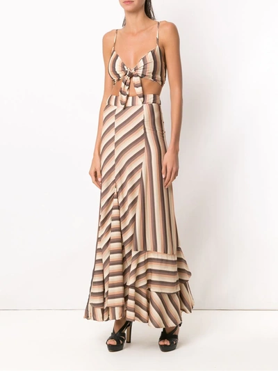 Amir Slama Striped Cropped Top In Brown