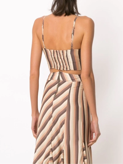 Amir Slama Striped Cropped Top In Brown