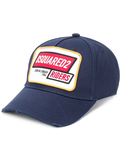 Shop Dsquared2 Riders Logo Baseball Cap In Blue