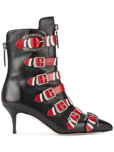 Shop Gucci Buckle Ankle Boots In Black