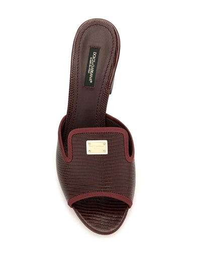 Shop Dolce & Gabbana Lizard-effect Block-heel Sandals In Red