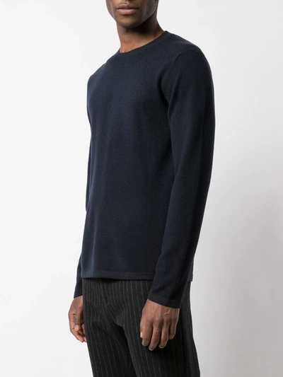 Shop Vince Long-sleeve Fitted Sweater In Blue