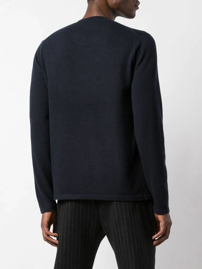 Shop Vince Long-sleeve Fitted Sweater In Blue