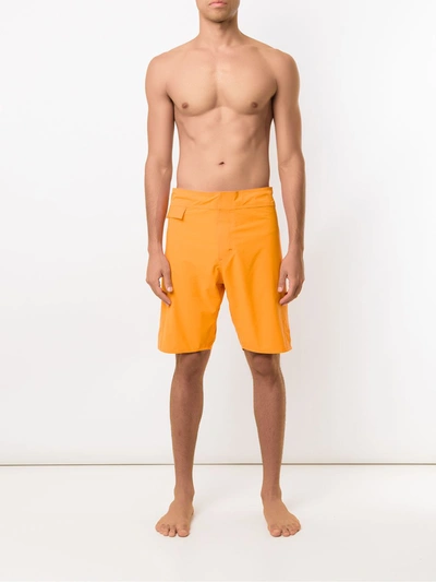 Shop Amir Slama Plain Swim Shorts In Orange