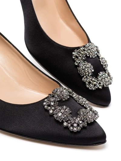 Shop Manolo Blahnik Hangisi 50mm Bejewelled Detail Pumps In Black