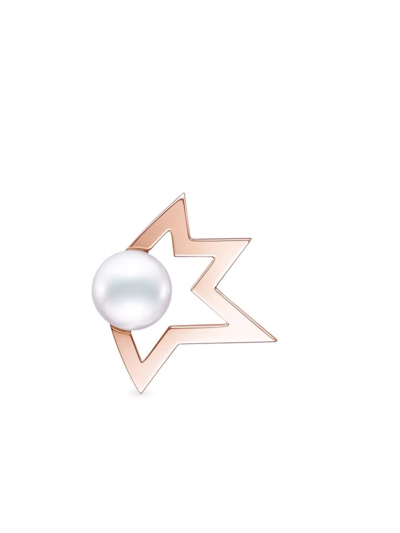 Shop Tasaki 18kt Rose Gold Collection Line Comet Plus Pearl Earrings In Pink