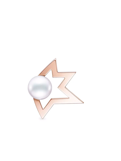 Tasaki 18kt Rose Gold Collection Line Comet Plus Pearl Earrings In Pink