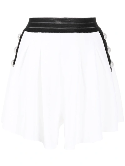 Shop Balmain Button-embellished Shorts In White