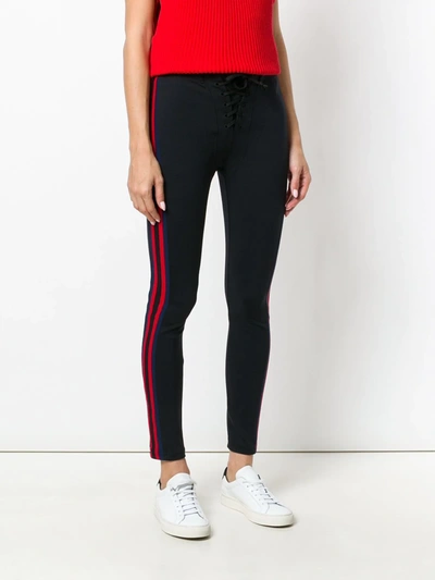Shop Yeezy Stripe Detail Skinny Trousers In Black