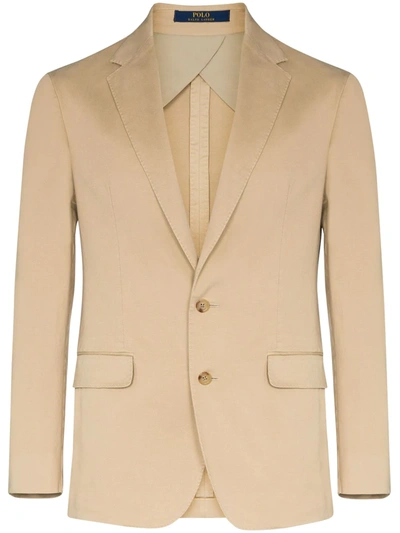 Shop Polo Ralph Lauren Single-breasted Blazer Jacket In Neutrals