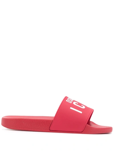 Shop Dsquared2 Icon Print Slides In Red