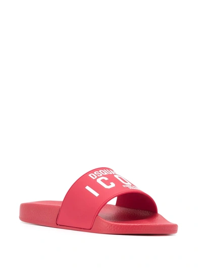 Shop Dsquared2 Icon Print Slides In Red