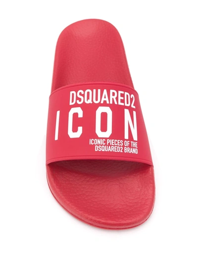 Shop Dsquared2 Icon Print Slides In Red