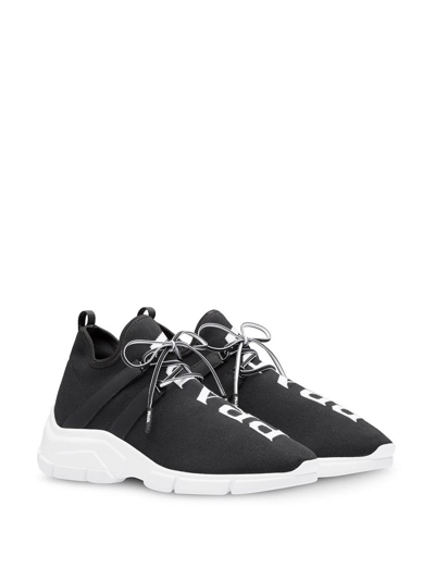 Shop Prada Xy Stretch-fabric Logo Sneakers In Black