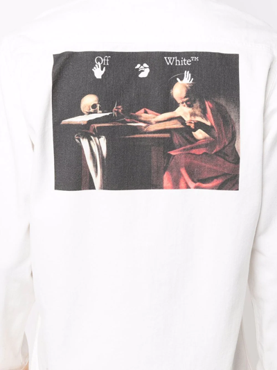 Shop Off-white Caravaggio-print Denim Shirt In Weiss