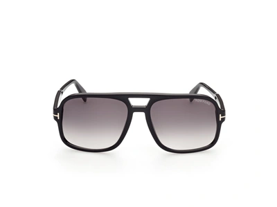 Shop Tom Ford Eyewear Falconer Square Frame Sunglasses In Black