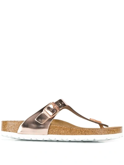 Shop Birkenstock Metallic Thong Strap Sandals In Pink