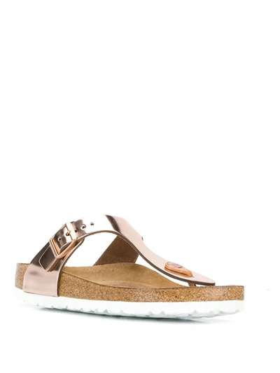 Shop Birkenstock Metallic Thong Strap Sandals In Pink