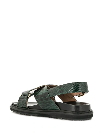Shop Marni Fussbett Snakeskin Effect Sandals In Green