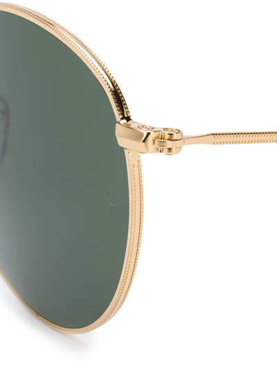 Ray Ban Two-tone Round-frame Sunglasses In Gold