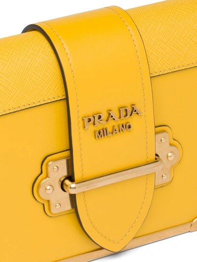 Shop Prada Cahier Shoulder Bag In Yellow