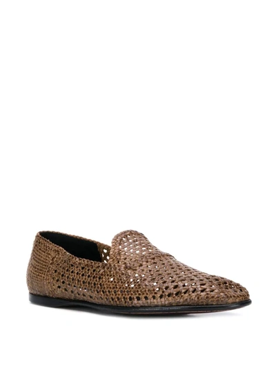 Shop Dolce & Gabbana Hand-woven Slippers In Brown