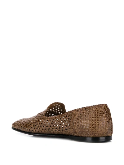 Shop Dolce & Gabbana Hand-woven Slippers In Brown