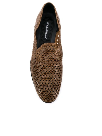 Shop Dolce & Gabbana Hand-woven Slippers In Brown