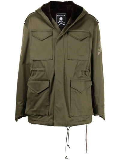 Mastermind Japan Hooded Concealed Windbreaker In Green