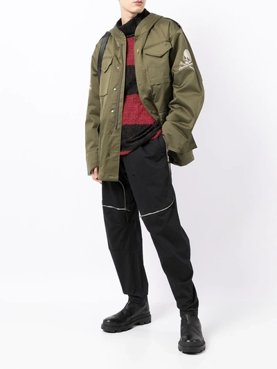 Mastermind Japan Hooded Concealed Windbreaker In Green