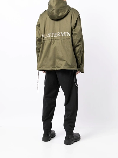 Mastermind Japan Hooded Concealed Windbreaker In Green