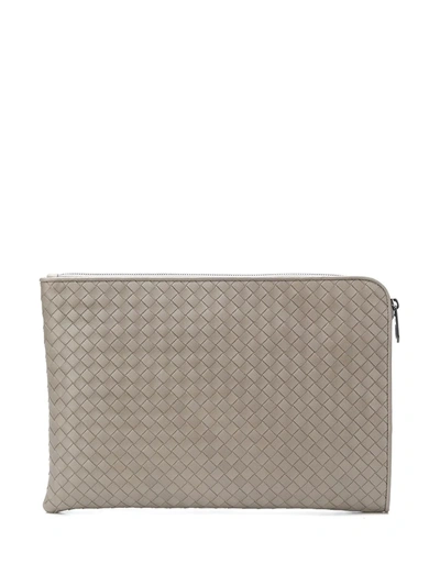 Shop Bottega Veneta Intrecciato Weave Clutch Bag In 1519 -dark Cement/dark Cem