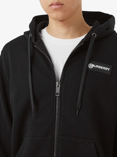 Shop Burberry Vintage Check Zipped Hoodie In Black