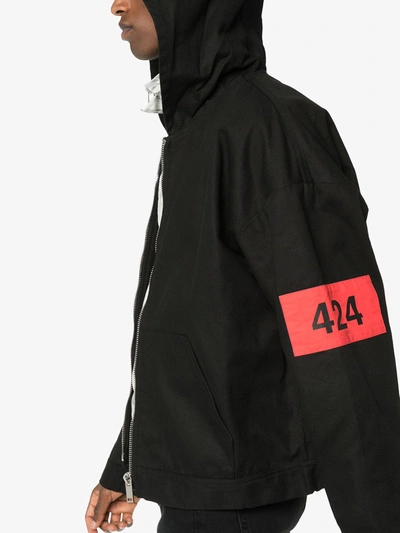 Shop 424 Armband Hooded Jacket In Black